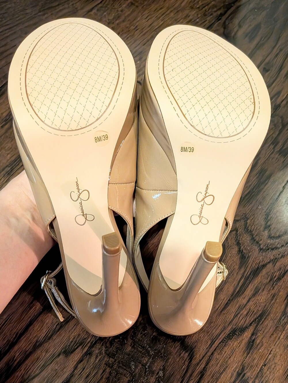 Never Worn Jessica Simpson Beige Peep-Toe Slingback Platform Heels - Picture 8 of 9